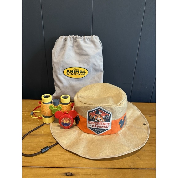 Disney Animal Kingdom Safari Explorer Set Hat Binoculars Compass Bag - Picture 2 of 3
